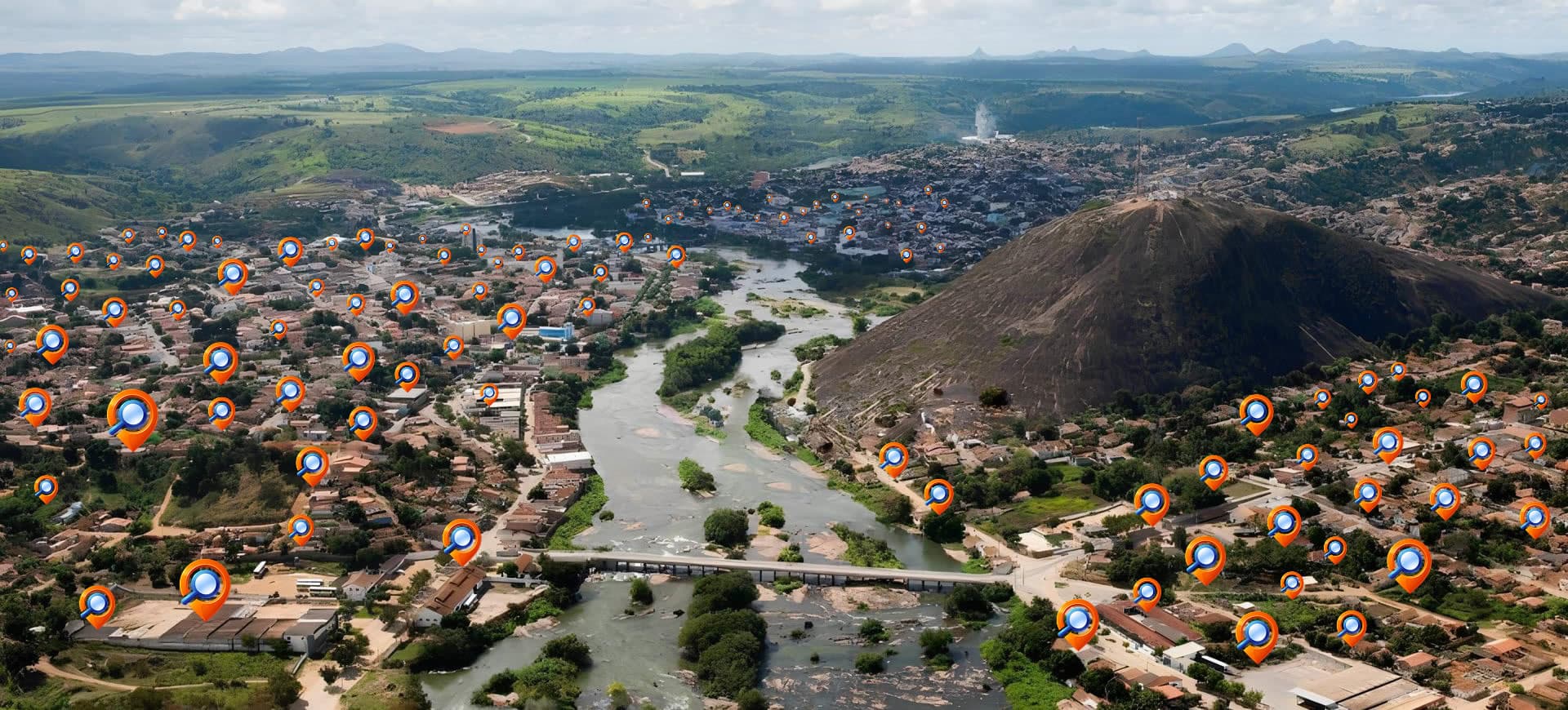 Vista aérea de Nanuque ao pôr do sol